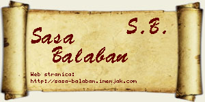 Saša Balaban vizit kartica